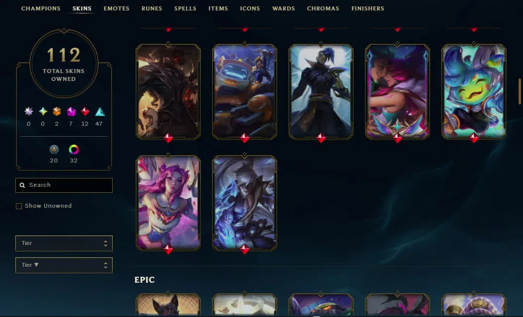 [ EUW ] Emerald League of legends account - Full champs - 112 skins